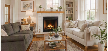 Sala de estar con chimenea